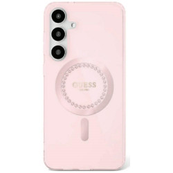 Guess Case Rhinestones Printed Classic Logo MagSafe Samsung Galaxy S25 pink