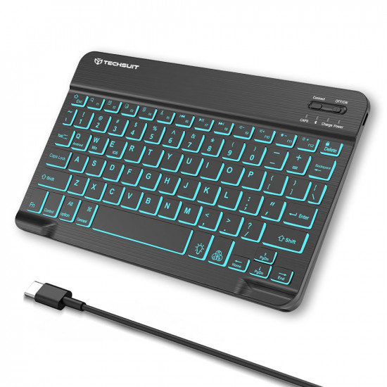 Techsuit  Wireless Keyboard (WK1)  for Android, Windows, iOS, Bluetooth, 3 Brightness Levels, 7 colors, Type C  Black