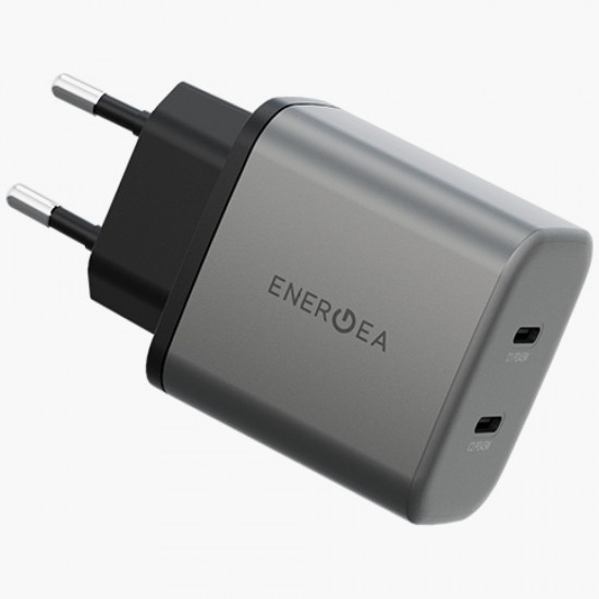 Wall Charger Energea Ampcharge GaN45 2xUSB-C PD/PPS/QC3.0 45W gray