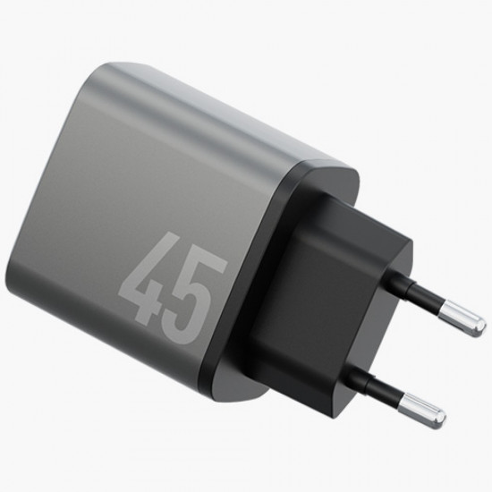 Wall Charger Energea Ampcharge GaN45 2xUSB-C PD/PPS/QC3.0 45W gray
