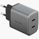 Wall Charger Energea Ampcharge GaN45 2xUSB-C PD/PPS/QC3.0 45W gray