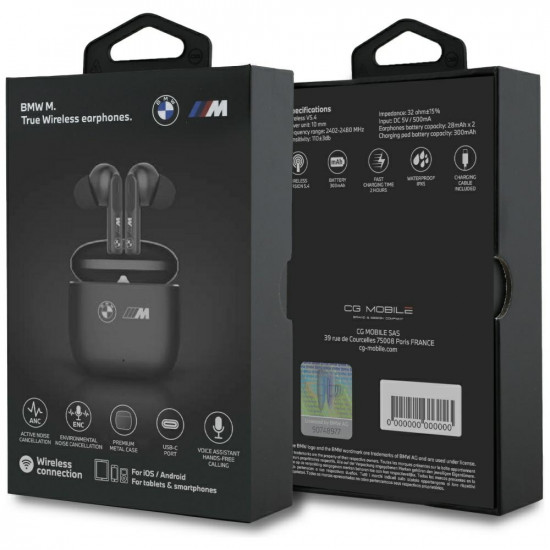 Bluetooth TWS Earphones BMW M Metal M Logo Print ANC-ENC black Bluetooth TWS Earphones BMW M Metal M Logo Print ANC-ENC black