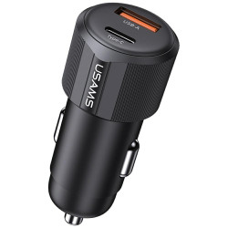 Car Charger USAMS YT Series CC283 60W 1xUSB-A 1xUSB-C black