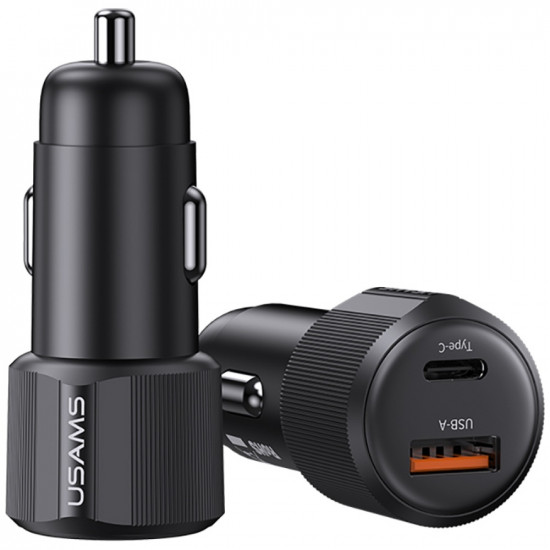 Car Charger USAMS YT Series CC283 60W 1xUSB-A 1xUSB-C black
