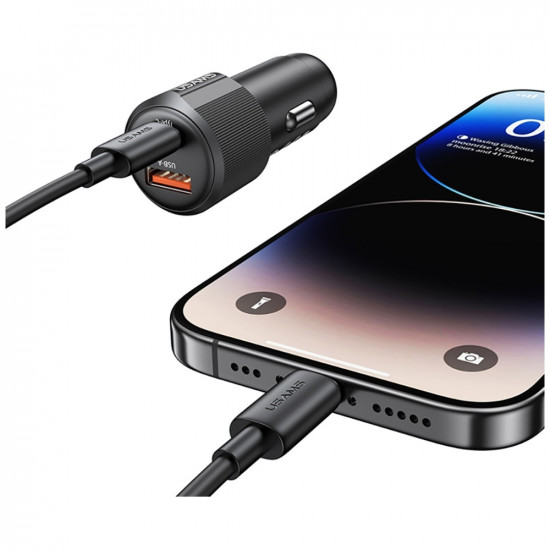 Car Charger USAMS YT Series CC283 60W 1xUSB-A 1xUSB-C black