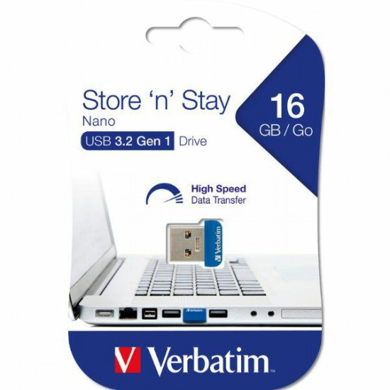 Verbatim Pendrive 16GB USB-A 3.2 NANO blue/blue 98709 Verbatim Pendrive 16GB USB-A 3.2 NANO blue/blue 98709