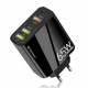 Techsuit  Premium Wall Charger PentaXPower (CHC2)  3x USB QC 3.0, 2x Type C PD 20W, 65W, GaN, Quick Charge  Black