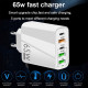 Techsuit  Premium Wall Charger PentaXPower (CHC2)  3x USB QC 3.0, 2x Type C PD 20W, 65W, GaN, Quick Charge  Black
