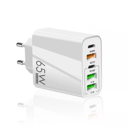 Techsuit  Premium Wall Charger PentaXPower (CHC2)  3x USB QC 3.0, 2x Type C PD 20W, 65W, GaN, Quick Charge  White