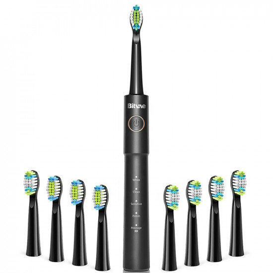 Bitvae Electric Toothbrush (E11) Ultrasonic, 8 Heads, Travel Case, White/Clean/Sensitive/Polish/Massage Modes Black Bitvae Electric Toothbrush (E11) Ultrasonic, 8 Heads, Travel Case, White/Clean/Sensitive/Polish/Massage Modes Black
