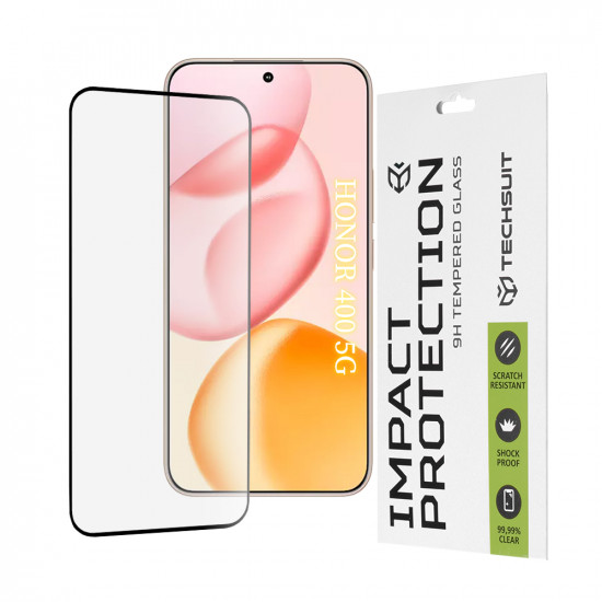 Techsuit  111D Full Cover / Full Glue Glass  Honor 400  Black