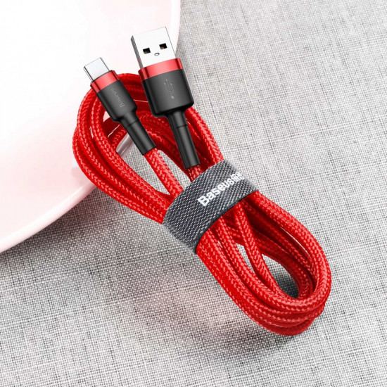 Baseus Cafule Cable Durable Nylon Braided Wire USB / USB-C QC3.0 3A 0,5M red (CATKLF-A09)