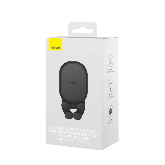 Baseus Stable Series 15W Wireless Charger Car Mount Air Vent black