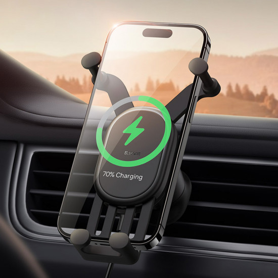 Baseus Stable Series 15W Wireless Charger Car Mount Air Vent black