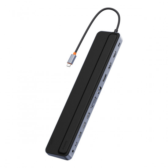 HUB Baseus EliteJoy Gen2 USB 12in1 with USB-C cable 25cm USB-A/USB-C/DP/HDMI/SD/TF/RJ45/3,5mm jack/PD 100W gray