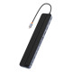 HUB Baseus EliteJoy Gen2 USB 12in1 with USB-C cable 25cm USB-A/USB-C/DP/HDMI/SD/TF/RJ45/3,5mm jack/PD 100W gray