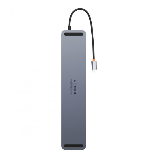 HUB Baseus EliteJoy Gen2 USB 12in1 with USB-C cable 25cm USB-A/USB-C/DP/HDMI/SD/TF/RJ45/3,5mm jack/PD 100W gray