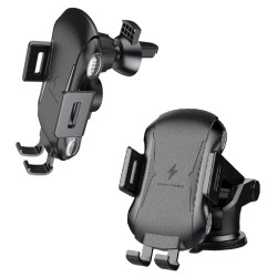 Techsuit Car Holder with Wireless Charging Premium (CAPD032) for Dashboard, Windshield, Air Vent, 10W Black Techsuit Car Holder with Wireless Charging Premium (CAPD032) for Dashboard, Windshield, Air Vent, 10W Black