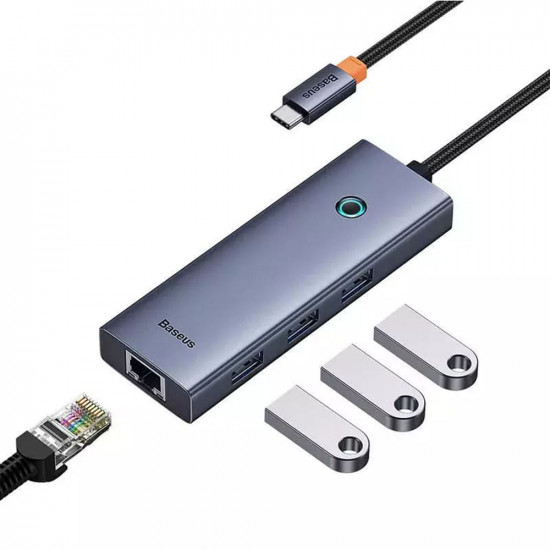 Baseus  Docking Station UltraJoy Series (B0005280A813 00)  Type C to 3 x USB 3.0, RJ45  Space Grey
