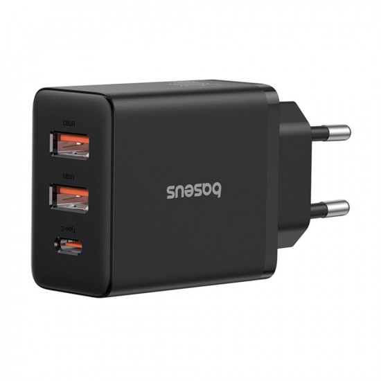 Baseus  Wall Charger (P10111402113 00)  GaN, 2x USB, Type C, Fast Charging, 30W  Cluster Black
