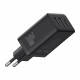 Baseus  Wall Charger (P10111402113 00)  GaN, 2x USB, Type C, Fast Charging, 30W  Cluster Black