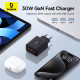 Baseus  Wall Charger (P10111402113 00)  GaN, 2x USB, Type C, Fast Charging, 30W  Cluster Black