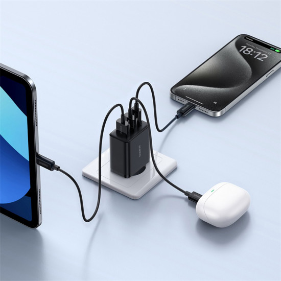 Baseus  Wall Charger (P10111402113 00)  GaN, 2x USB, Type C, Fast Charging, 30W  Cluster Black