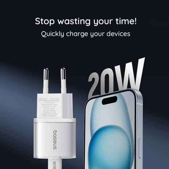 Baseus  Wall Charger (P10162503113 00)  GaN5S, Type C, 20W  Black