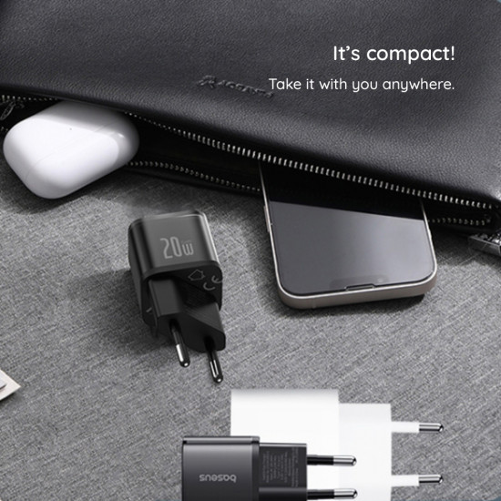 Baseus  Wall Charger (P10162503113 00)  GaN5S, Type C, 20W  Black