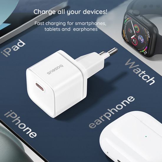 Baseus  Wall Charger (P10162503113 00)  GaN5S, Type C, 20W  Black