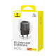 Baseus  Wall Charger (P10162503113 00)  GaN5S, Type C, 20W  Black