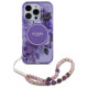 Guess GUHMP16XHFWBRCESU iPhone 16 Pro Max 6.9" fioletowy/purple hardcase IML Flowers With Pearl Strap MagSafe