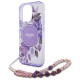 Guess GUHMP16XHFWBRCESU iPhone 16 Pro Max 6.9" fioletowy/purple hardcase IML Flowers With Pearl Strap MagSafe