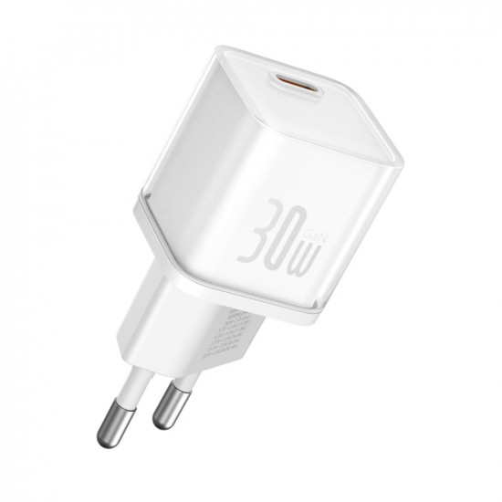 Baseus  Wall Charger Gallium Nitride (P10162504213 00)  GaN5S, Type C, Fast Charge, 30W  White