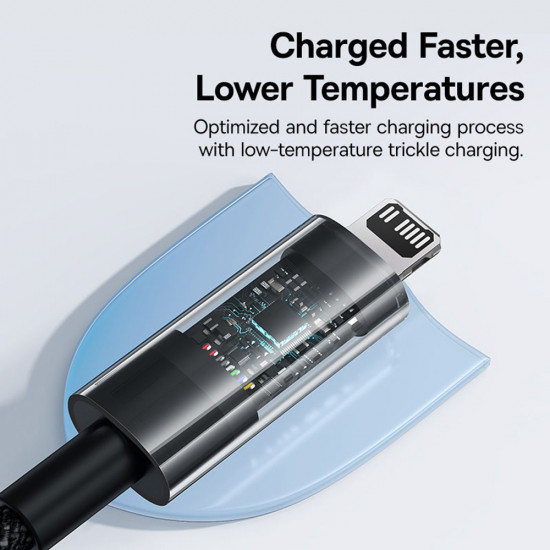 Baseus Data Cable Gem (P10373001111 01) USB C to Lightning, Fast Charging 20W, 2m Cluster Black Baseus Data Cable Gem (P10373001111 01) USB C to Lightning, Fast Charging 20W, 2m Cluster Black