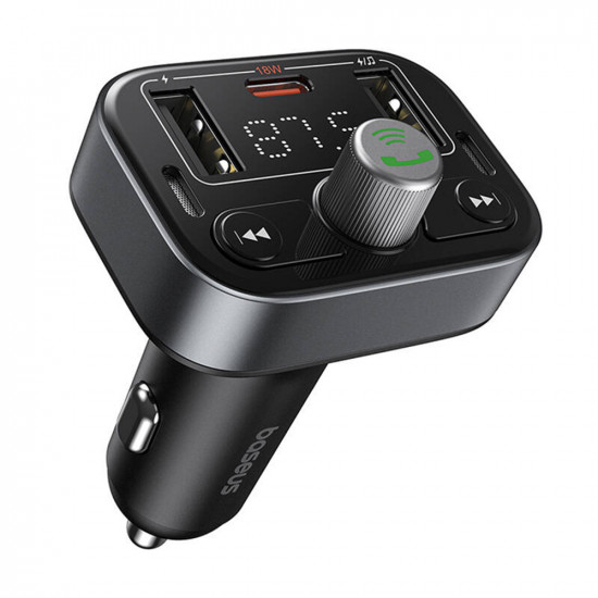 Baseus  FM Modulator and Car Charger S 09 Pro (C10762200113 00)  2x USB, Type C, Bluetooth 5.3, Digital Display  Black