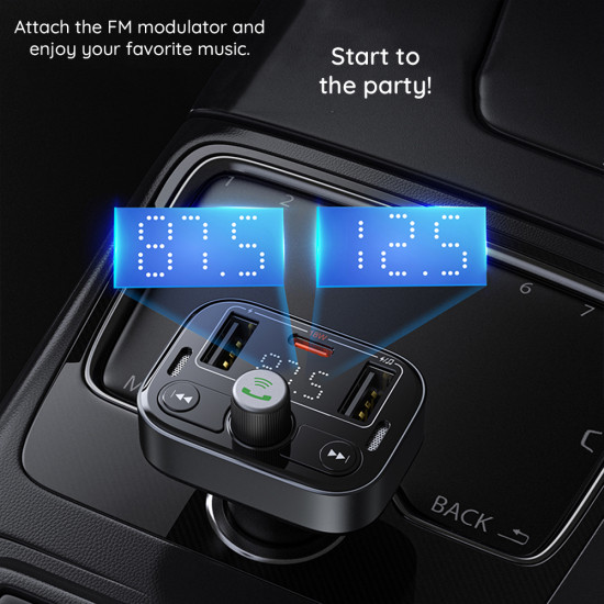 Baseus  FM Modulator and Car Charger S 09 Pro (C10762200113 00)  2x USB, Type C, Bluetooth 5.3, Digital Display  Black
