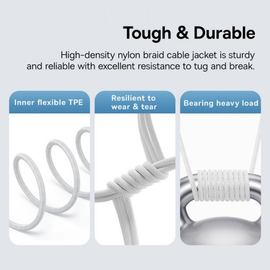 Baseus  Data Cable Gem (P10373002211 01)  USB to Type C, Super Fast Charging 100W, 2m  Moon White