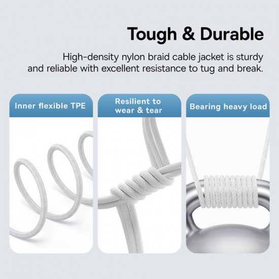 Baseus  Data Cable Gem (P10373000211 00)  Type C to Type C, Super Fast Charging 100W, 1m  Moon White