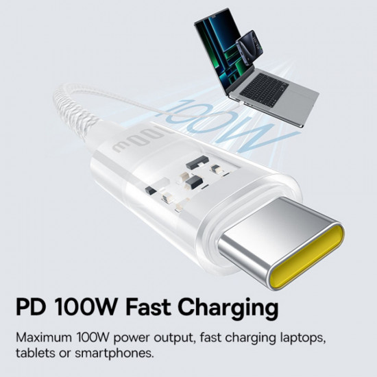 Baseus  Data Cable Gem (P10373000211 00)  Type C to Type C, Super Fast Charging 100W, 1m  Moon White
