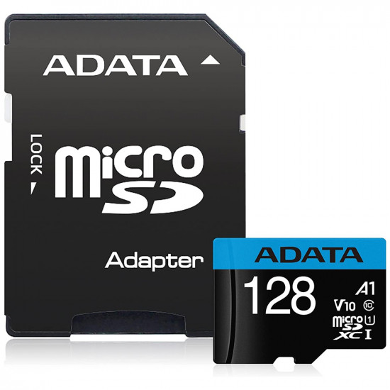 Adata Memory Card (AUSDX128GUICL10A1 RA1) MicroSDXC, Class 10, UHS I U1, 128GB, Read 100MB/s, Write 25MB/s Black Adata Memory Card (AUSDX128GUICL10A1 RA1) MicroSDXC, Class 10, UHS I U1, 128GB, Read 100MB/s, Write 25MB/s Black
