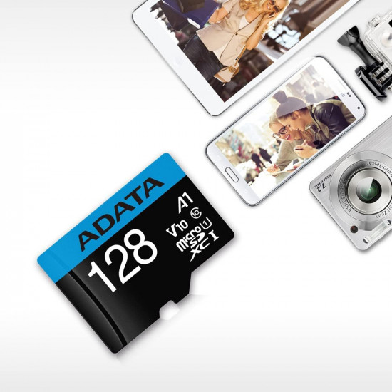 Adata Memory Card (AUSDX128GUICL10A1 RA1) MicroSDXC, Class 10, UHS I U1, 128GB, Read 100MB/s, Write 25MB/s Black Adata Memory Card (AUSDX128GUICL10A1 RA1) MicroSDXC, Class 10, UHS I U1, 128GB, Read 100MB/s, Write 25MB/s Black