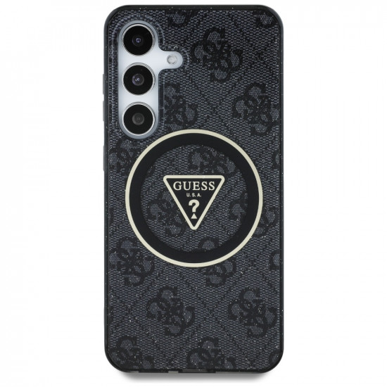 Guess Case 4G Glitter Triangle Buttons MagSafe for Samsung Galaxy S25 Plus black