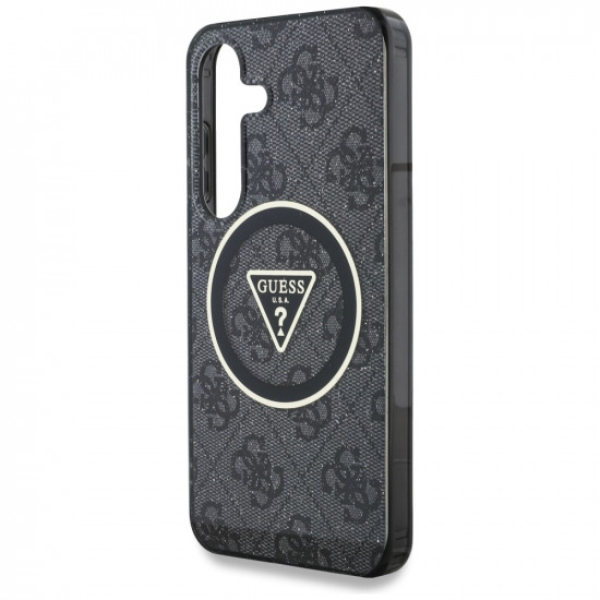 Guess Case 4G Glitter Triangle Buttons MagSafe for Samsung Galaxy S25 Plus black