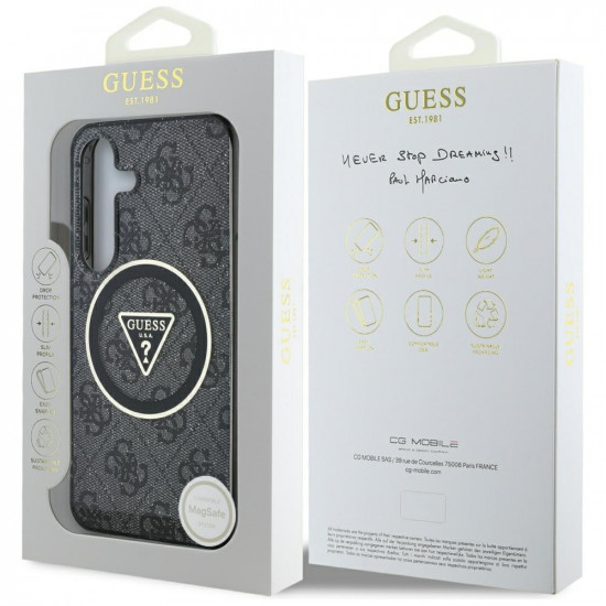 Guess Case 4G Glitter Triangle Buttons MagSafe for Samsung Galaxy S25 Plus black