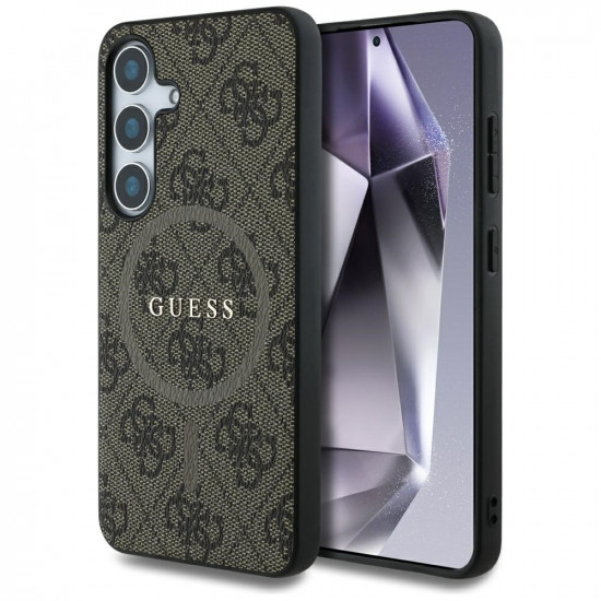 Guess Case Leather 4G Colored Ring Classic Logo MagSafe Samsung Galaxy S25 brown