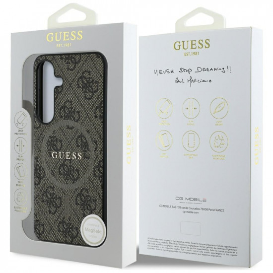Guess Case Leather 4G Colored Ring Classic Logo MagSafe Samsung Galaxy S25 brown