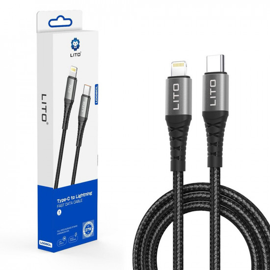 Lito  Data Cable (LD08)  Type C to Lightning, Quick Charging, 2.4A, 1m  Black