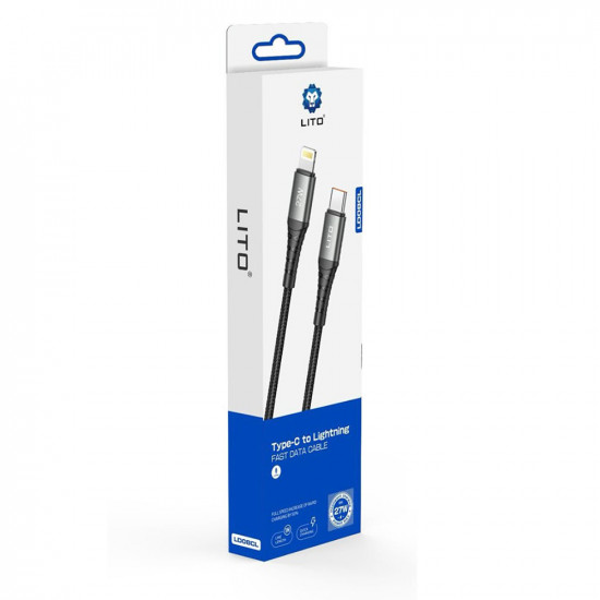 Lito  Data Cable (LD08)  Type C to Lightning, Quick Charging, 2.4A, 1m  Black