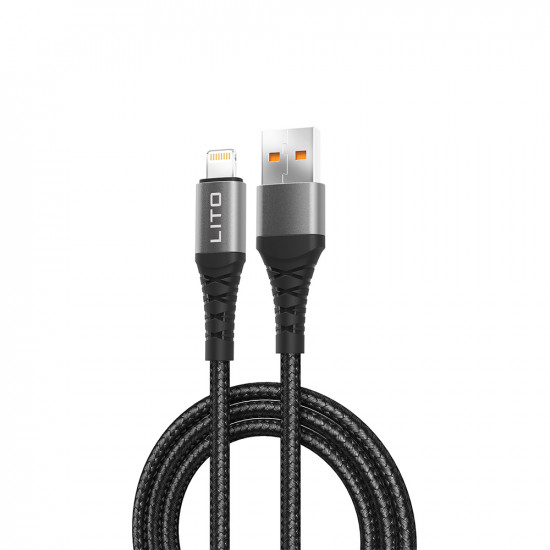 Lito  Data Cable (LD08L)  USB A to Lightning, Quick Charging, 2.4A, 2m  Black